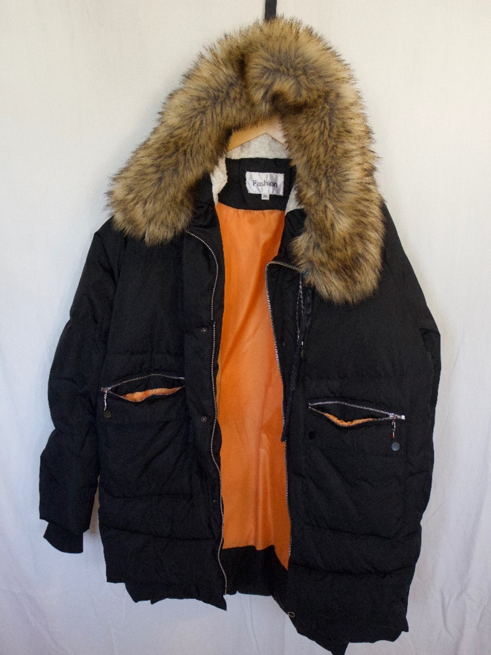 Fashion Puffer winter parka jacket with Fur Hood 2XL